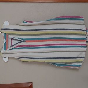 Time & Tru multicolor striped cotton/linen shift housedress size 12-14